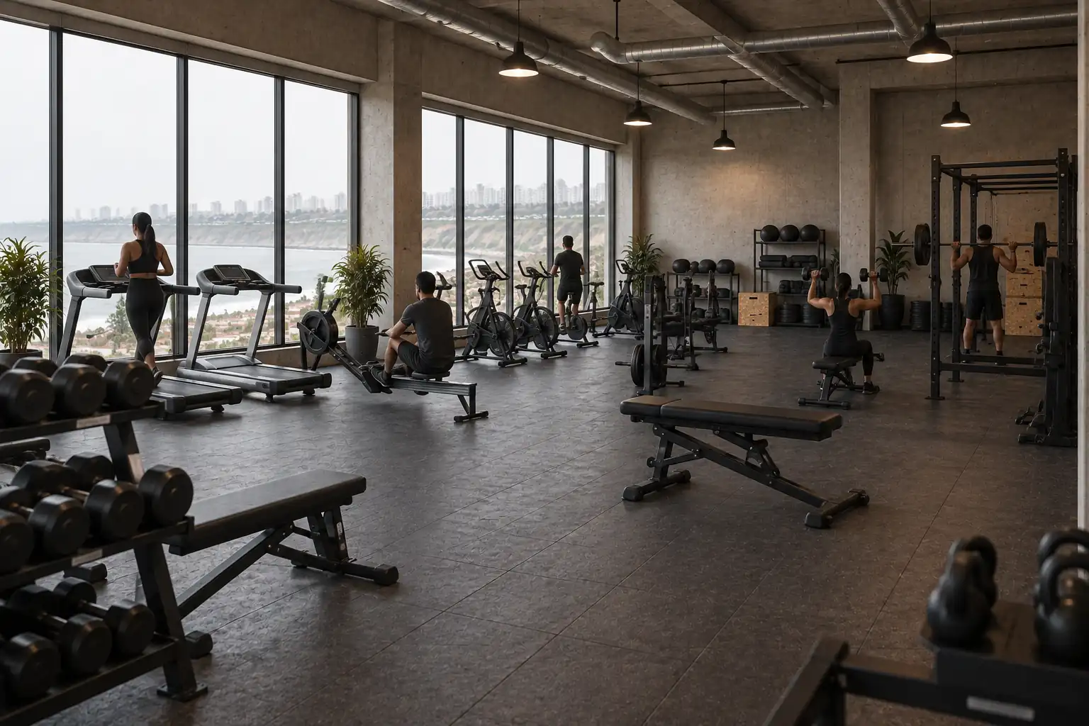 Vista general de la sala principal de un gimnasio